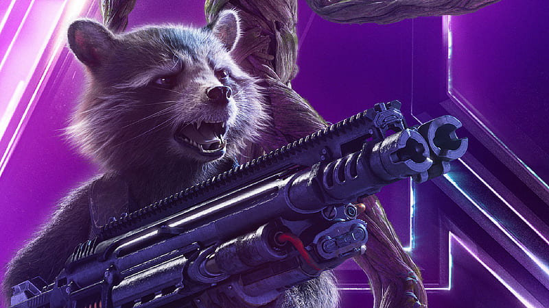 Rocket Raccoon In Avengers Infinity War New Poster, rocket-raccoon, avengers-infinity-war, 2018-movies, movies, poster, HD wallpaper