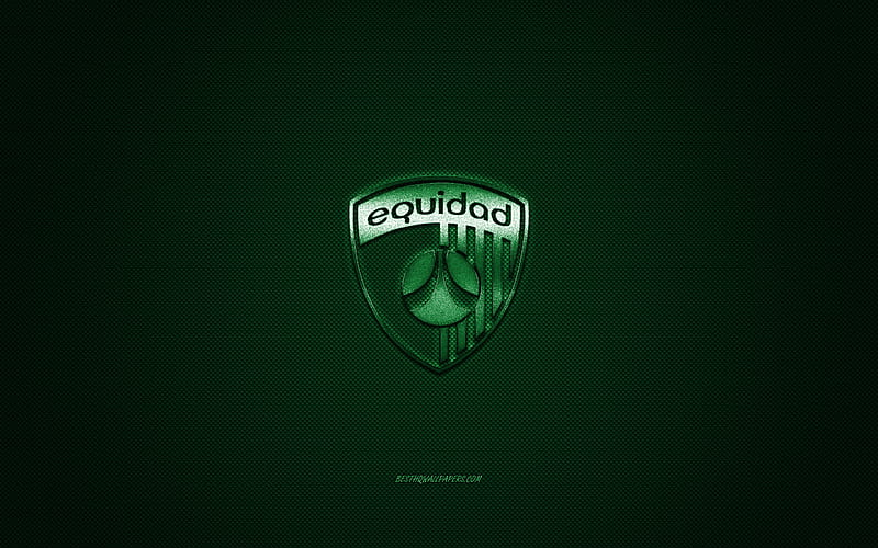 La Equidad, Colombian football club, green logo, green carbon fiber background, Categoria Primera A, football, Bogota, Colombia, La Equidad logo, Club Deportivo La Equidad, HD wallpaper