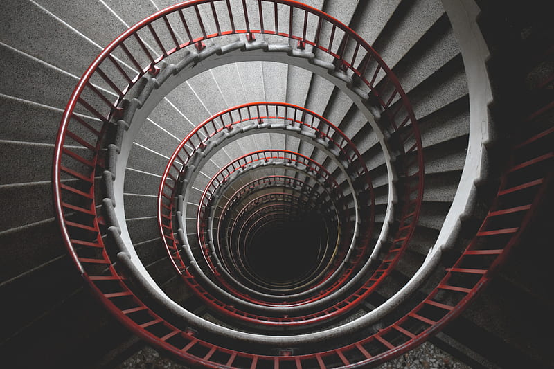 spiral concrete staircase, HD wallpaper