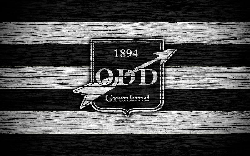 Odd Grenland FC Eliteserien, logo, soccer, football club, Norway, Odd Grenland, wooden texture, FC Odd Grenland, HD wallpaper