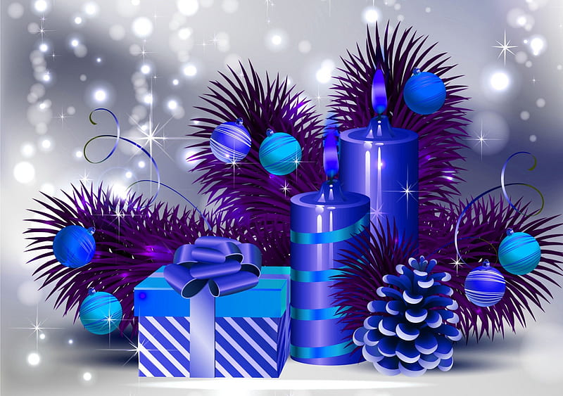 Blue Christmas, cone, pretty, bonito, nice, flame, clipart, light, blue ...