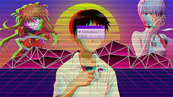 Neon Genesis Evangelion Vaporwave, HD wallpaper