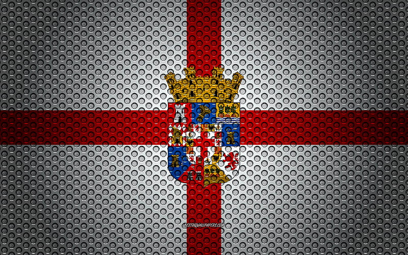 Flag of Almeria creative art, metal mesh texture, Almeria flag, national symbol, provinces of Spain, Almeria, Spain, Europe, HD wallpaper