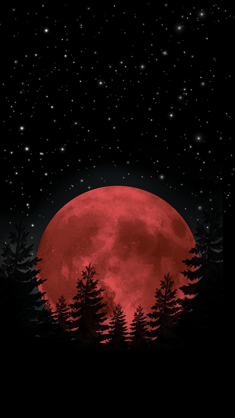 Red moon , red, space, HD phone wallpaper
