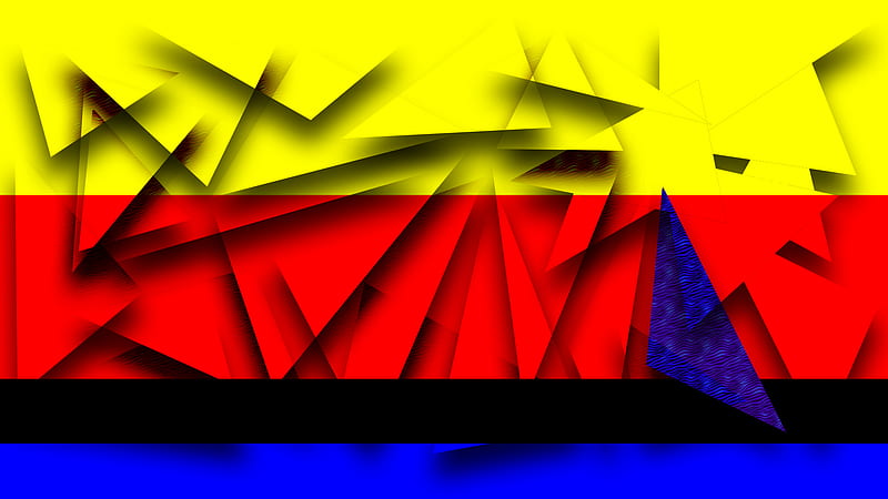 Yellow Red Blue Geometry Abstract, HD wallpaper