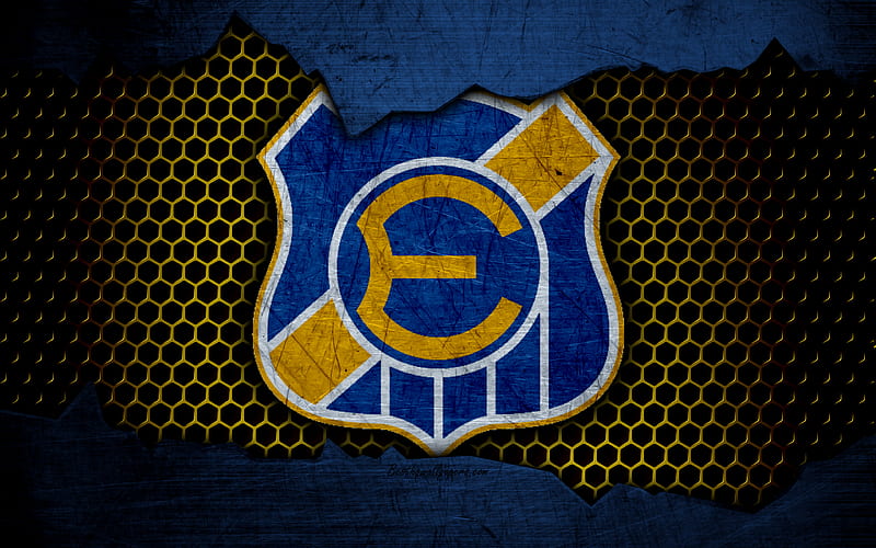 Everton de Vina logo, Chilean Primera Division, soccer, football club, Chile, grunge, metal texture, Everton de Vina FC, HD wallpaper