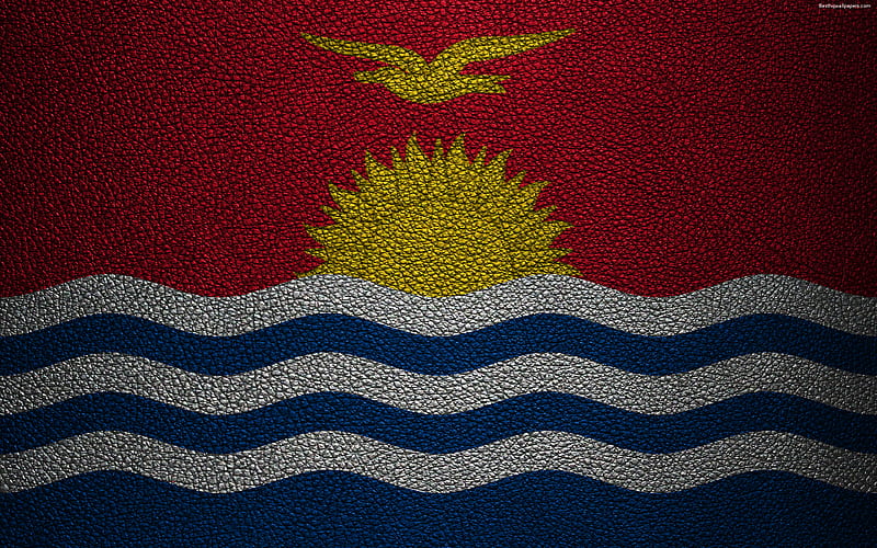 Flag of Kiribati leather texture, Oceania, Kiribati, flags of the world, HD wallpaper