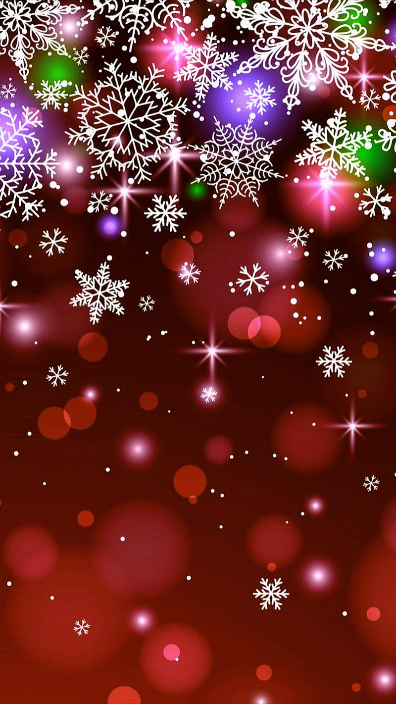 Christmas snow, ball, bubbles, decoration, holiday, red, HD phone wallpaper
