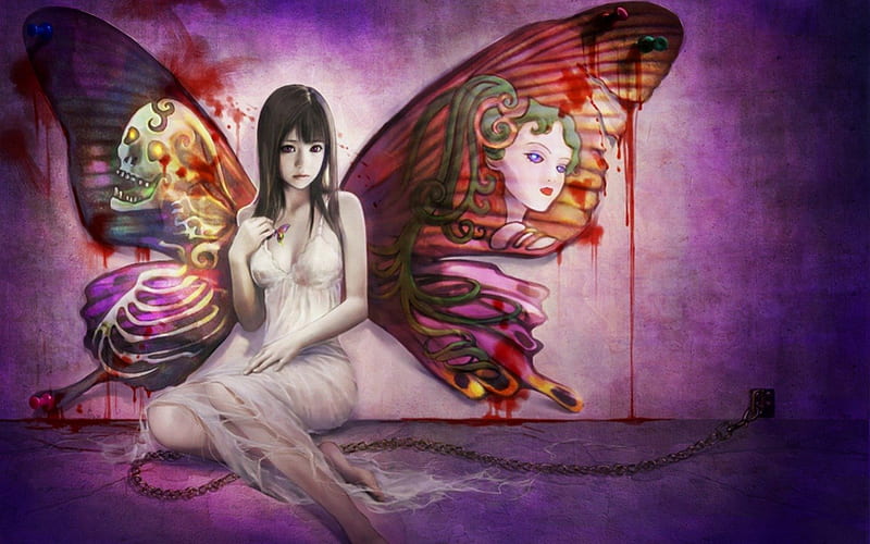 Butterfly Angel, butter, fly, cg, angel, HD wallpaper