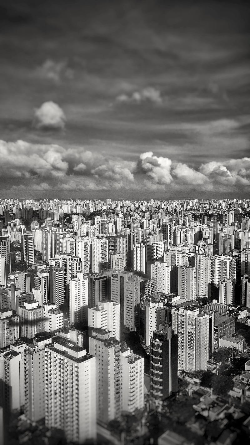 São Paulo, Brazil, cityscape, clouds, monochrome, HD phone wallpaper