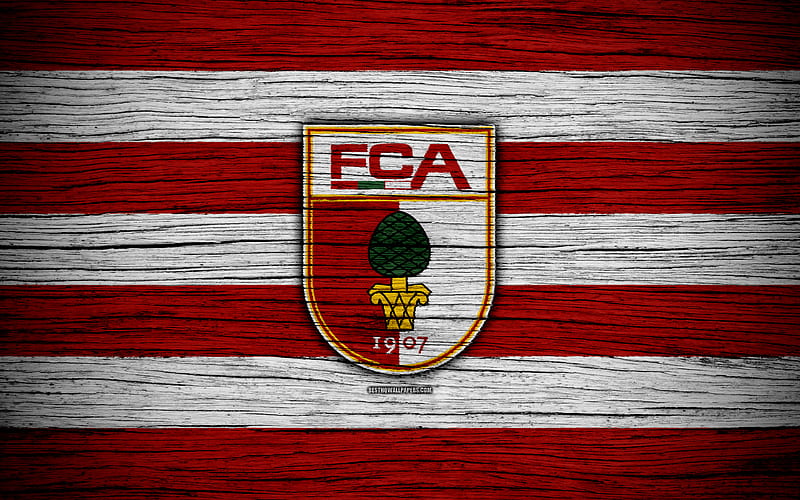 Augsburg Bundesliga, logo, Germany, wooden texture, FC Augsburg, soccer, football, Augsburg FC, HD wallpaper
