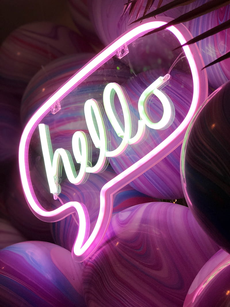 hello, neon, text, signboard, glow, HD phone wallpaper