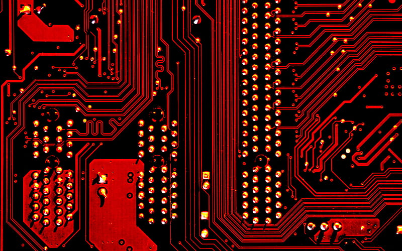 red circuit board texture, red circuit digital texture, circuit board, red technology background, red circuit board, HD wallpaper
