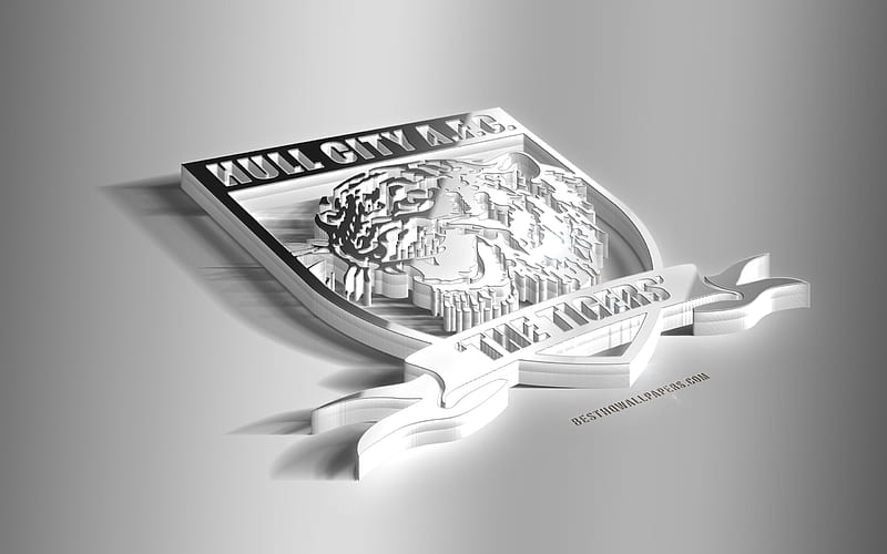 Hull City AFC, 3D steel logo, English football club, 3D emblem, Kingston upon Hull, England, UK, Derby Hull City metal emblem, Championship, football, creative 3d art, HD wallpaper