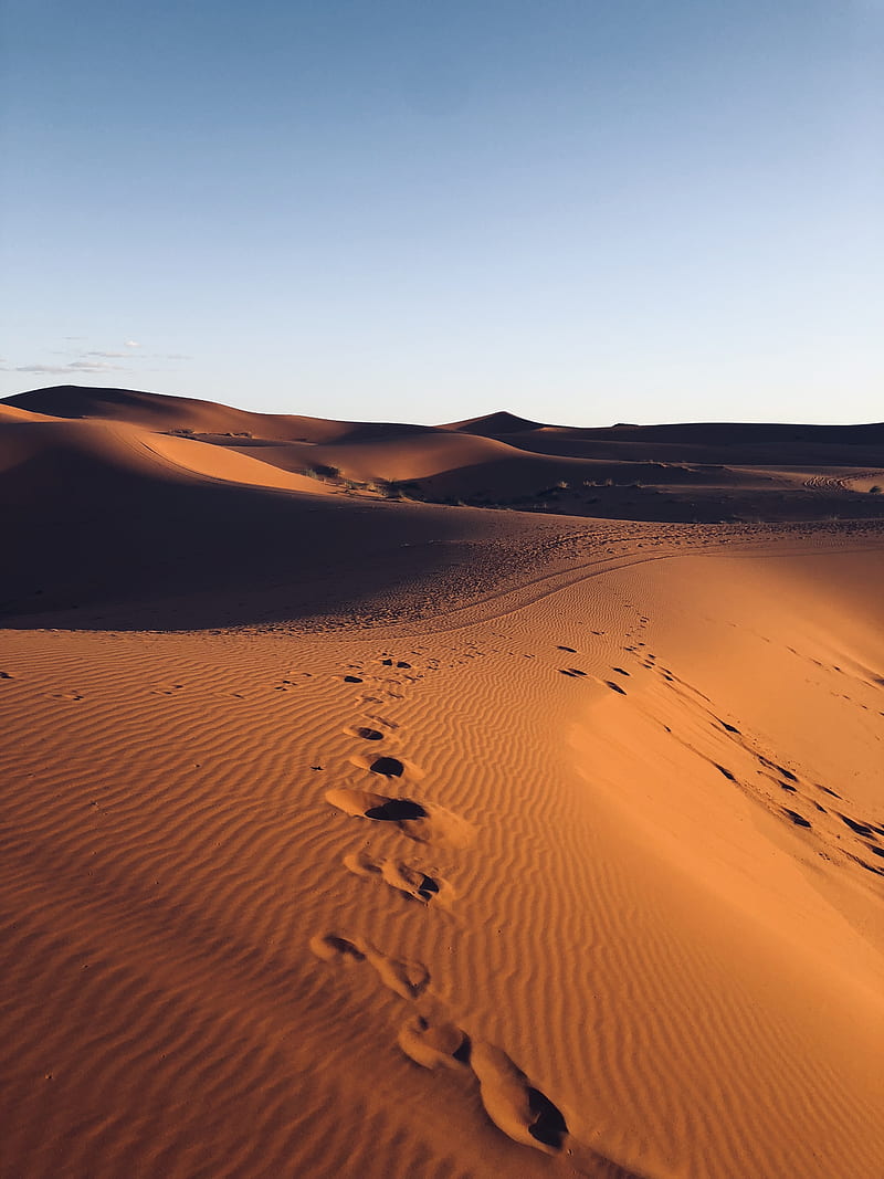 footsteps in sand of desert, HD phone wallpaper