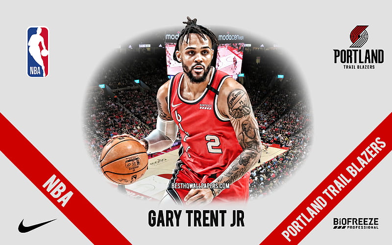 Gary Trent Jr, Portland Trail Blazers, American Basketball Player, NBA, portrait, USA, basketball, Moda Center, Portland Trail Blazers logo, HD wallpaper