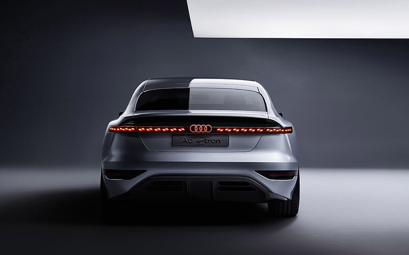 2021, Audi A6 E-Tron Concept, rear view, exterior, electric car, new white A6 E-Tron, German cars, Audi, HD wallpaper