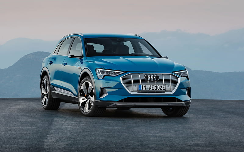 Audi E-Tron, 2019, blue crossover, electric car, new electric crossover, German cars, Audi, HD wallpaper