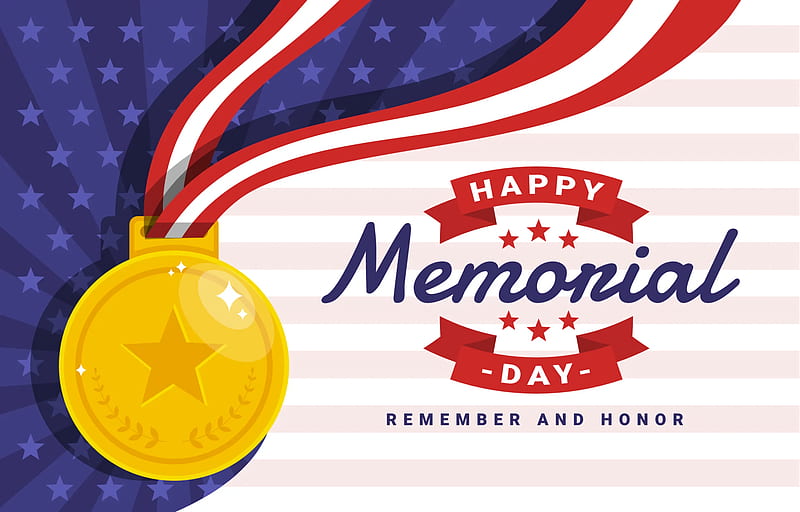 Holiday, Memorial Day, American Flag, Happy Memorial Day, Medal, HD wallpaper