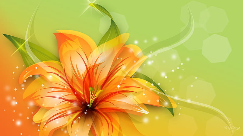 Magnificent Tiger Lily, orange, firefox persona, spring, tiger lily, bokeh, green, summer, flower, lily, glow spots, HD wallpaper