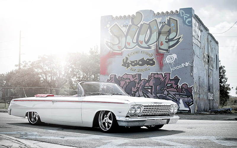 Chevrolet Impala, cabriolet, american cars, tuning, graffiti, Chevrolet, HD wallpaper
