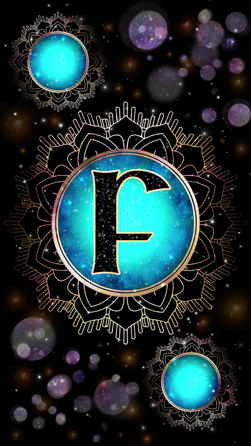 Magick Mandala F, galaxy, glow, initial f, letter f, magic, magick, mandala, mystical, occult, orb, HD phone wallpaper