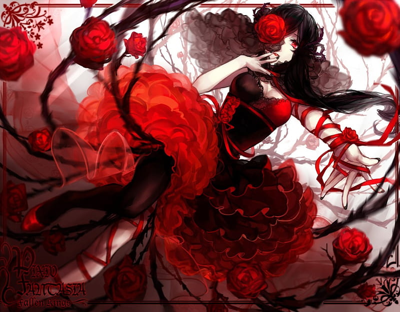 1920x1080px 1080p Free Download Pixiv Fantasia Fallen Kings Red Dress Bonito Woman Sweet 