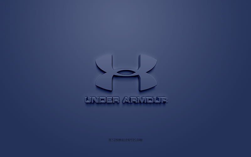 Under Armor logo, blue background, Under Armor 3d logo, 3d art, Under Armor, brands logo, blue 3d Under Armor logo, HD wallpaper