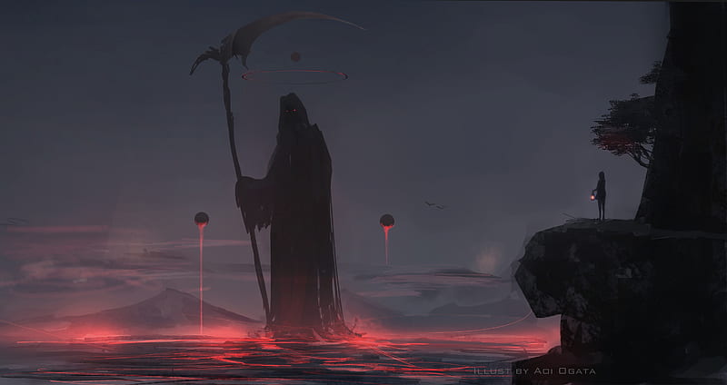 Grim Reaper , grim-reaper, artist, artwork, digital-art, moon, night, HD wallpaper