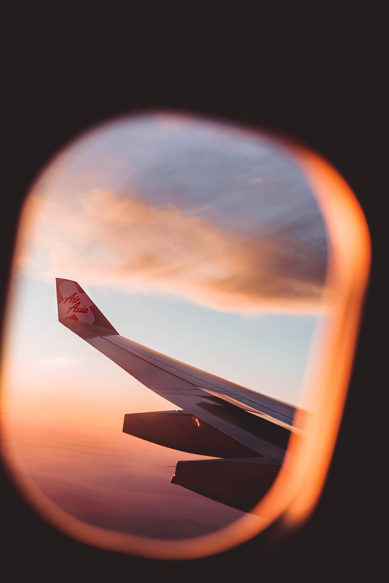 porthole, window, plane, wing, view, flight, HD phone wallpaper