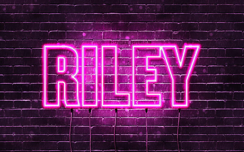 Riley with names, female names, Riley name, purple neon lights, horizontal text, with Riley name, HD wallpaper
