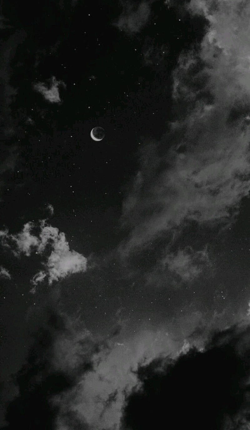 Clouds, black, moon, nero, nuvole, sad, triste, HD phone wallpaper