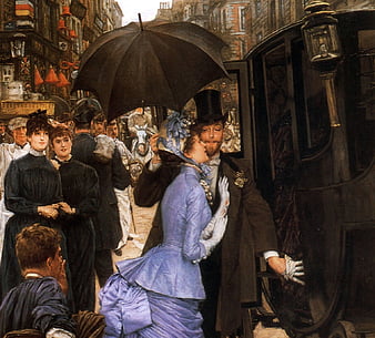 The traveller girl people painting man james tissot