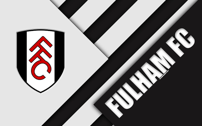 Fulham FC, London, logo white black abstraction, material design, English football club, England, UK, football, EFL Championship, HD wallpaper