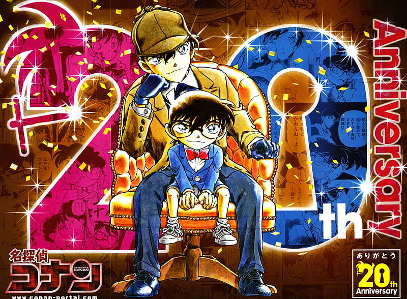 Detective Conan 20th Anniversary, Shinichi Kudo, Conan Edogawa, 20th anniversary, Detective Conan, HD wallpaper