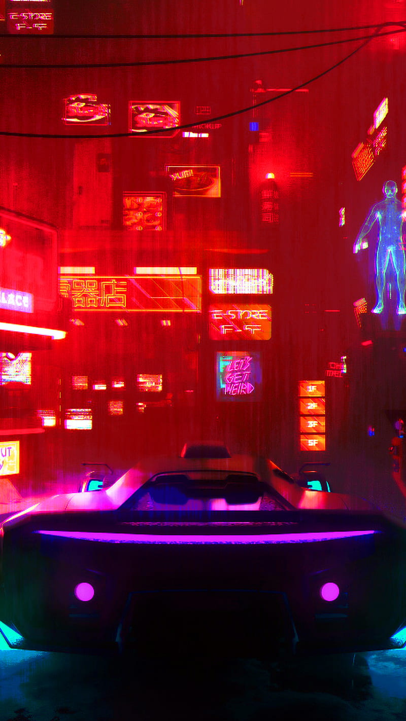 Macbook wallpaper, high resolution, 3d render, 4k, future japan cyberpunk  city, lights, traffic