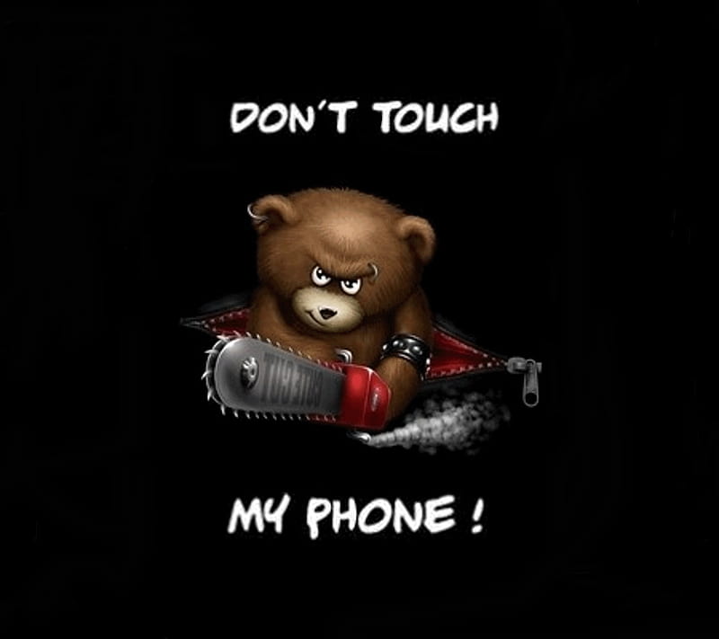 dont touch, bear, cool, phone, touch, HD wallpaper