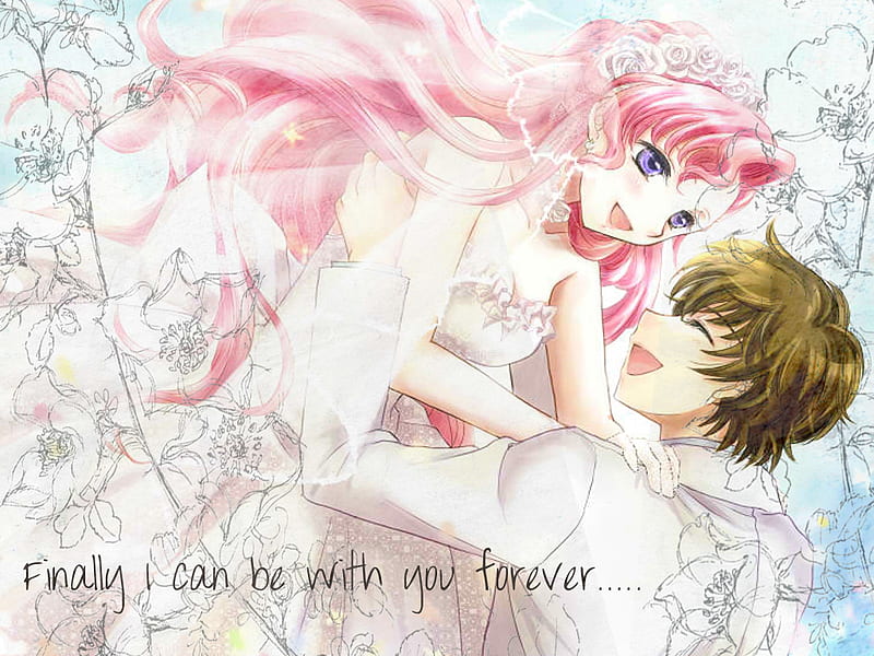 i can finaly be with you, wedding, couples, anime, love, HD wallpaper