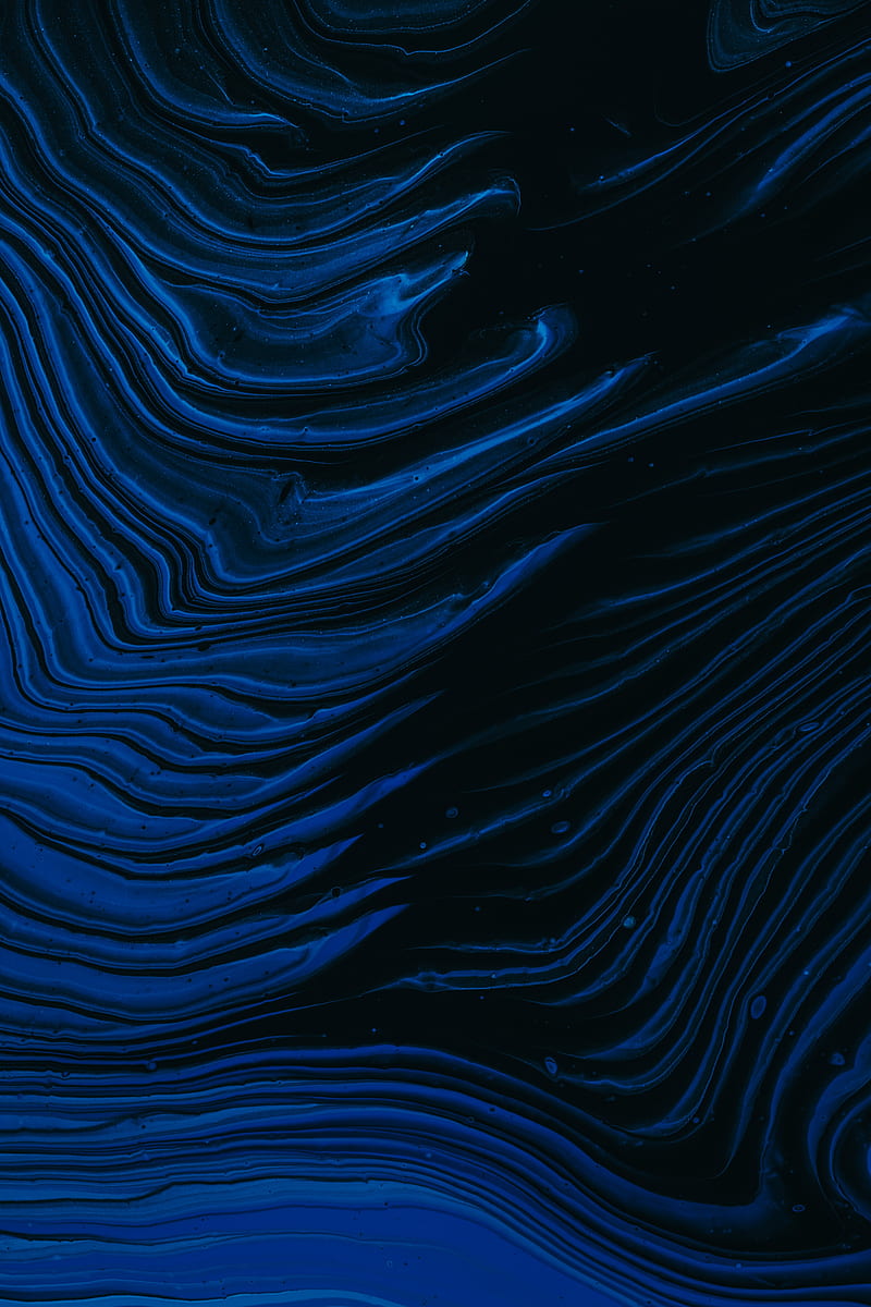 waves, ripples, abstraction, blue, dark, HD phone wallpaper