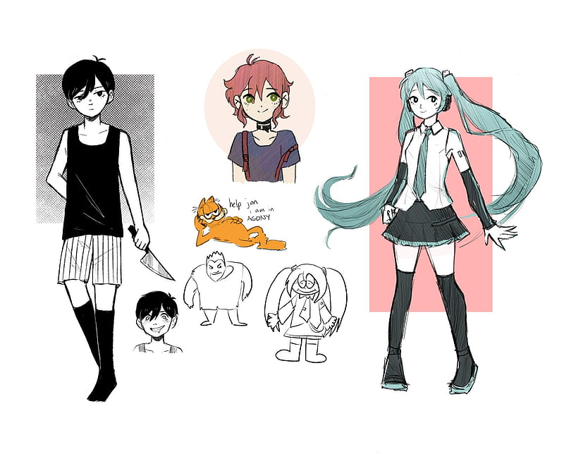 Video Game, Collage, Garfield, Omori (Character), Hatsune Miku, HD wallpaper