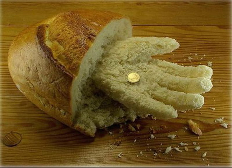 COST OF BREAD, bread, hand, money, loaf, HD wallpaper