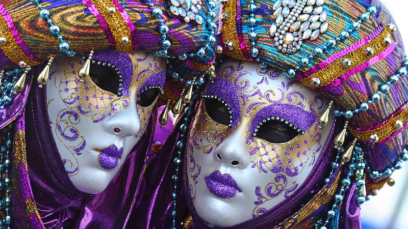 People Covered With Mardi Gras Face Mask Mardi Gras, HD wallpaper