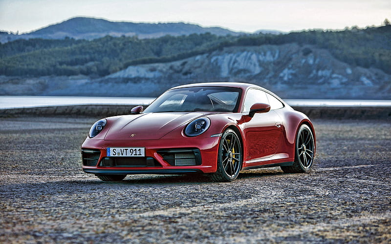 2022, Porsche 911 Carrera GTS, , front view, exterior, red sports coupe, new red 911 Carrera GTS, German sports cars, Porsche, HD wallpaper