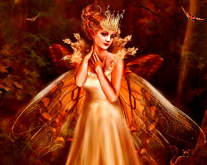Butterfly Queen, fantasy, magic, women, fairy, HD wallpaper