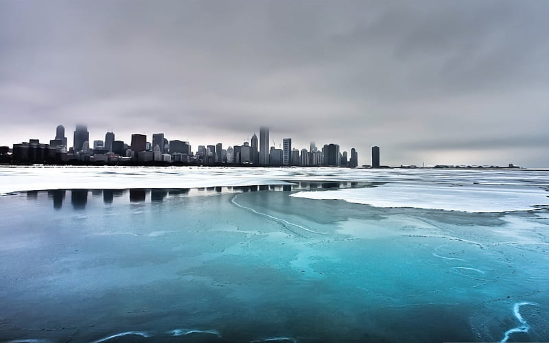 chicago winter-the cold winter landscape, HD wallpaper