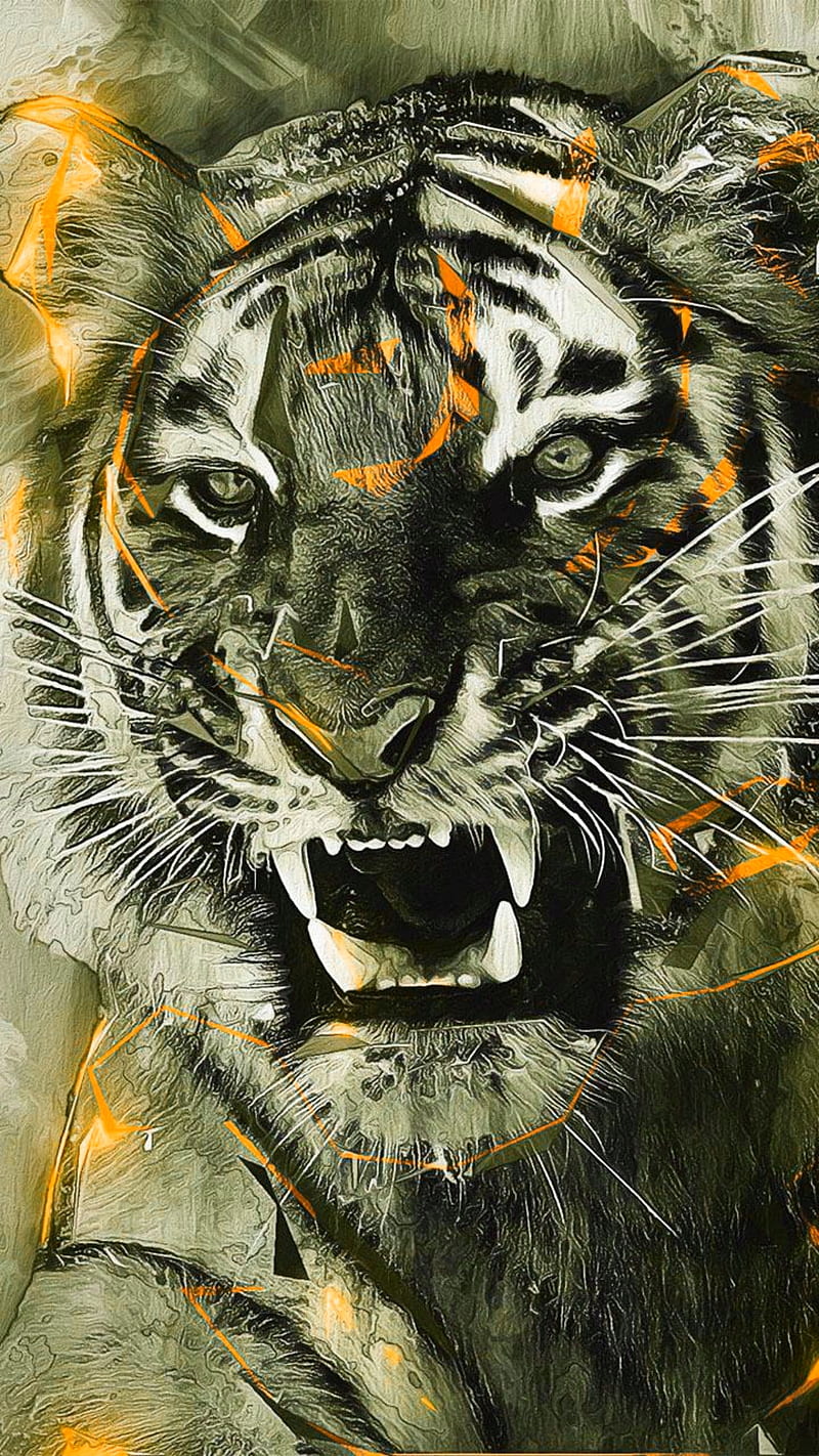 tiger angry art