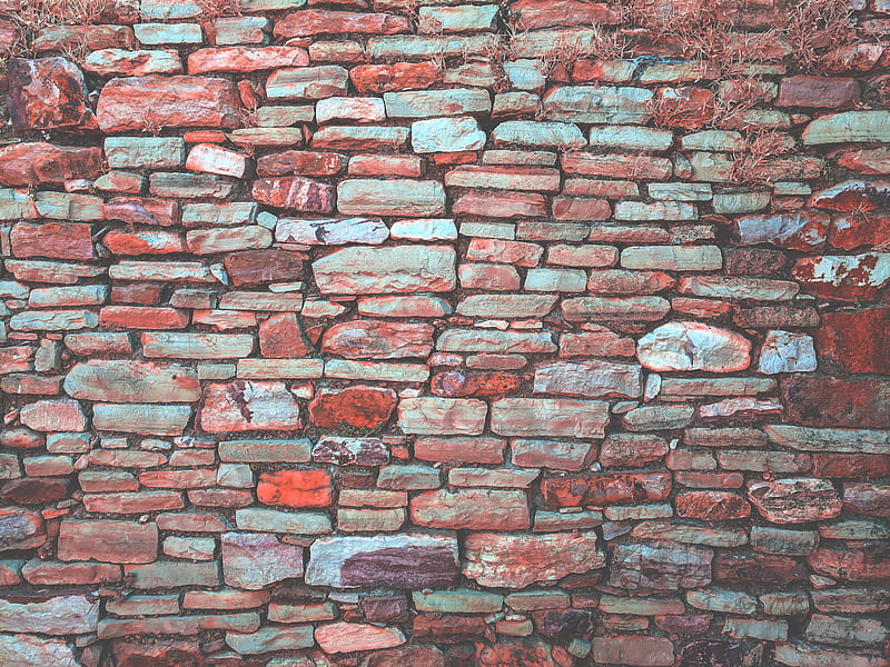 red pavement bricked wall, HD wallpaper