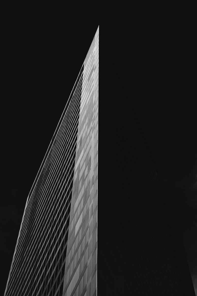 building, edge, architecture, black, black and white, bw, HD phone wallpaper