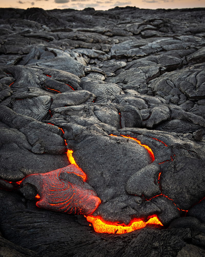 volcano, lava, surface, fiery, bumps, HD phone wallpaper