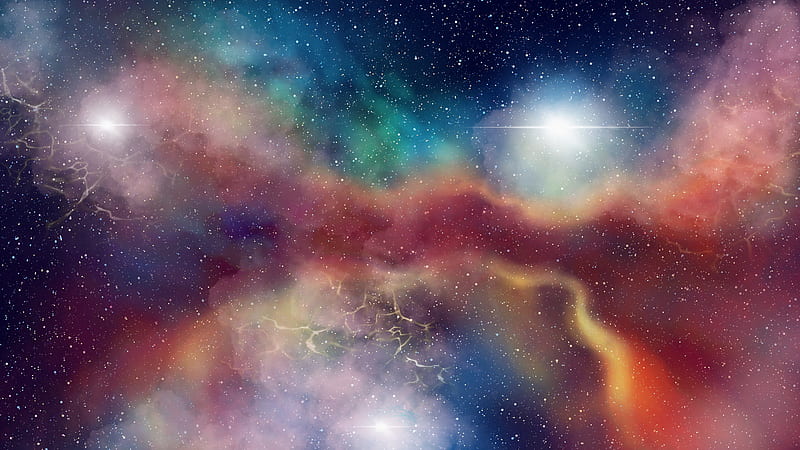 colorful nebula, stars, galaxy, Space, HD wallpaper